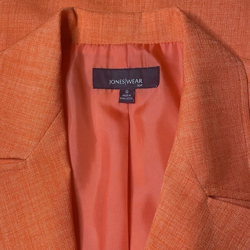 Jones Wear Jacket Blazer Women Size 10 Orange Single Breasted Lined Office - Picture 3 of 6
