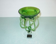 BEAUTIFUL MAKORA KROSNO HANDBLOWN GREEN JELLYFISH CONDIMENT BOWL 38-401