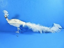 Artificial Bird Feathered White Silver All Seasons D cor 16 Inches Long