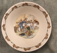 Royal Doulton BUNNYKINS Baby Cereal Bowl Bath Time English Fine Bone China 1936