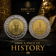 Egypt KING TUT Coin Pharaoh Nickel & Brass Egyptian One Pound Coin - FREE SHIP