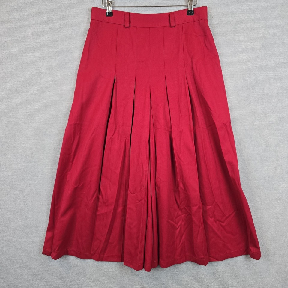 Vintage Toronto Australia Culottes Pants Womens 16 Red Pleated Wide Leg Palazzo 