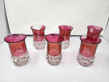 Vintage Kings Crown Ruby Set of 6 Thumbprint Ice Tea Glasses 5.25" Tall