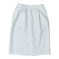 Vintage 80s Briggs White Pencil Skirt Sz 12 Pockets Back Slit Secretary Office