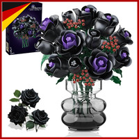Blumenstrauß Bausatz 15 Schwarze Rosen KüNstliche Bausteine 330 Teile Geschenk