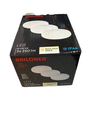 3x Briloner LED Einbauleuchten Weiß rund IP44 3x3W 3x 350lm Warmweiß 3000K Ø75mm