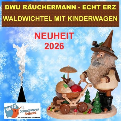 DWU RÄUCHERMANN WALDWICHTEL MIT KINDERWAGEN - RÄUCHERFIGUR - UHLIG 925 - WICHTEL