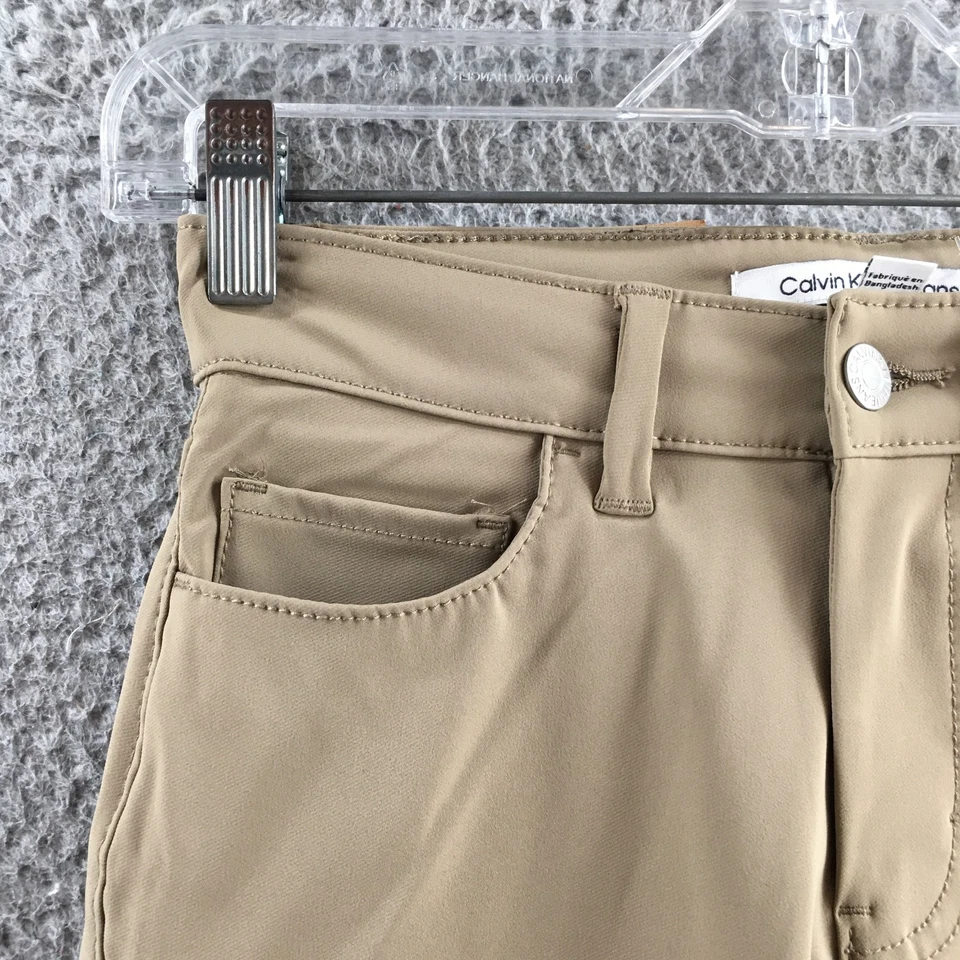 Calvin Klein 裤子女式 8 卡其色紧身拉链门襟弹力直筒休闲版型 — 第 3/4 张图片