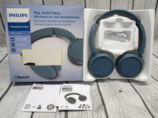 PHILIPS Wireless On-Ear Bluetooth Headphones 4000 Series TAH4205 Blue - TESTED