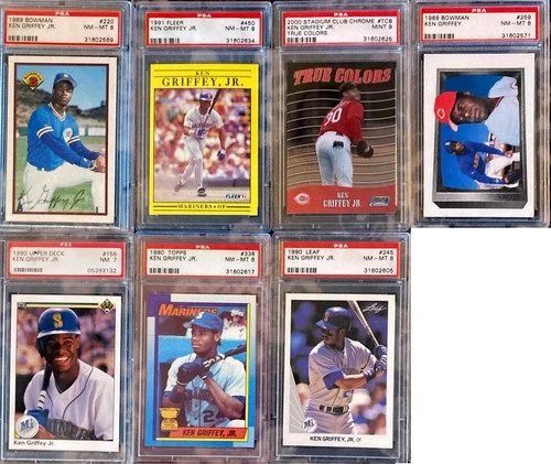 Ken Griffey Jr PSA Graded Card Lot (7) Mariners RC Era Bowman Topps UD PSA 9