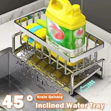 Sink Caddy Sponge Holder for Kitchen Stainless Steel with Brush Holder Organizer