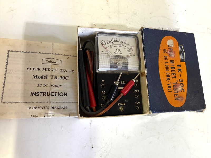 CALRAD TK-30C SUPER MIDGET TESTER AC-DC ORIGINAL BOX WITH INSTRUCTIONS