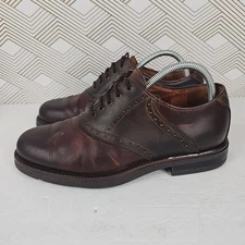 Johnston & Murphy Passport Men's 8M Shoes Saddle Oxford Brown Leather Italy Made