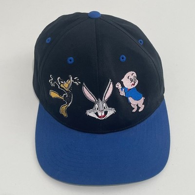 Looney Tunes Daffy Duck Bugs Bunny Porky Pig Embroidered Baseball Cap Black Blue