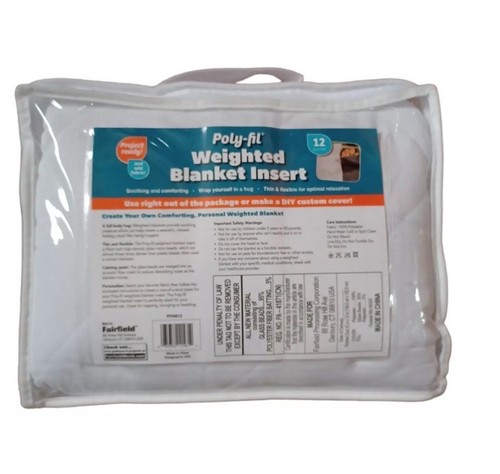 Fairfield Weighted Blanket Insert White 12 lbs Poly fil Thin Flexible 42” x 72” - Picture 4 of 5