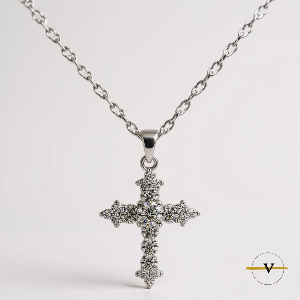 COLLANA DONNA IN ARGENTO 925 CON CROCE E ZIRCONI BIANCHI VINCENT PAUL - Immagine 2 di 4