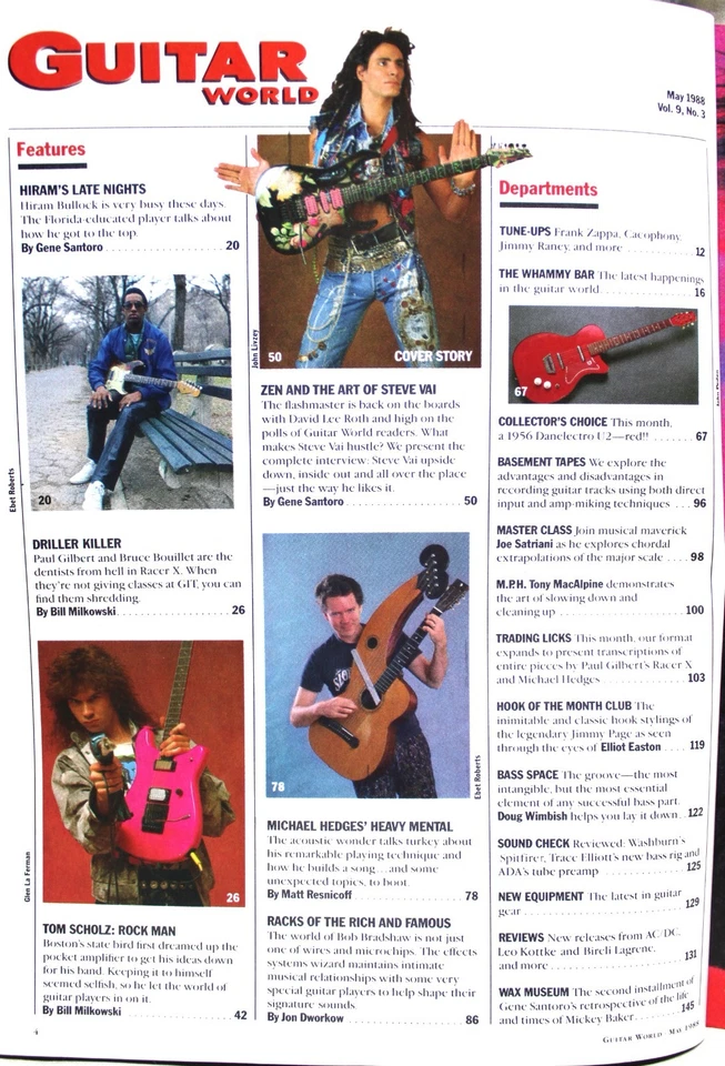 GUITAR  WORLD MAGAZINE MAY 1988 HEAVY METAL ROCK BANDS - STEVE VAI Foto 3 de 4