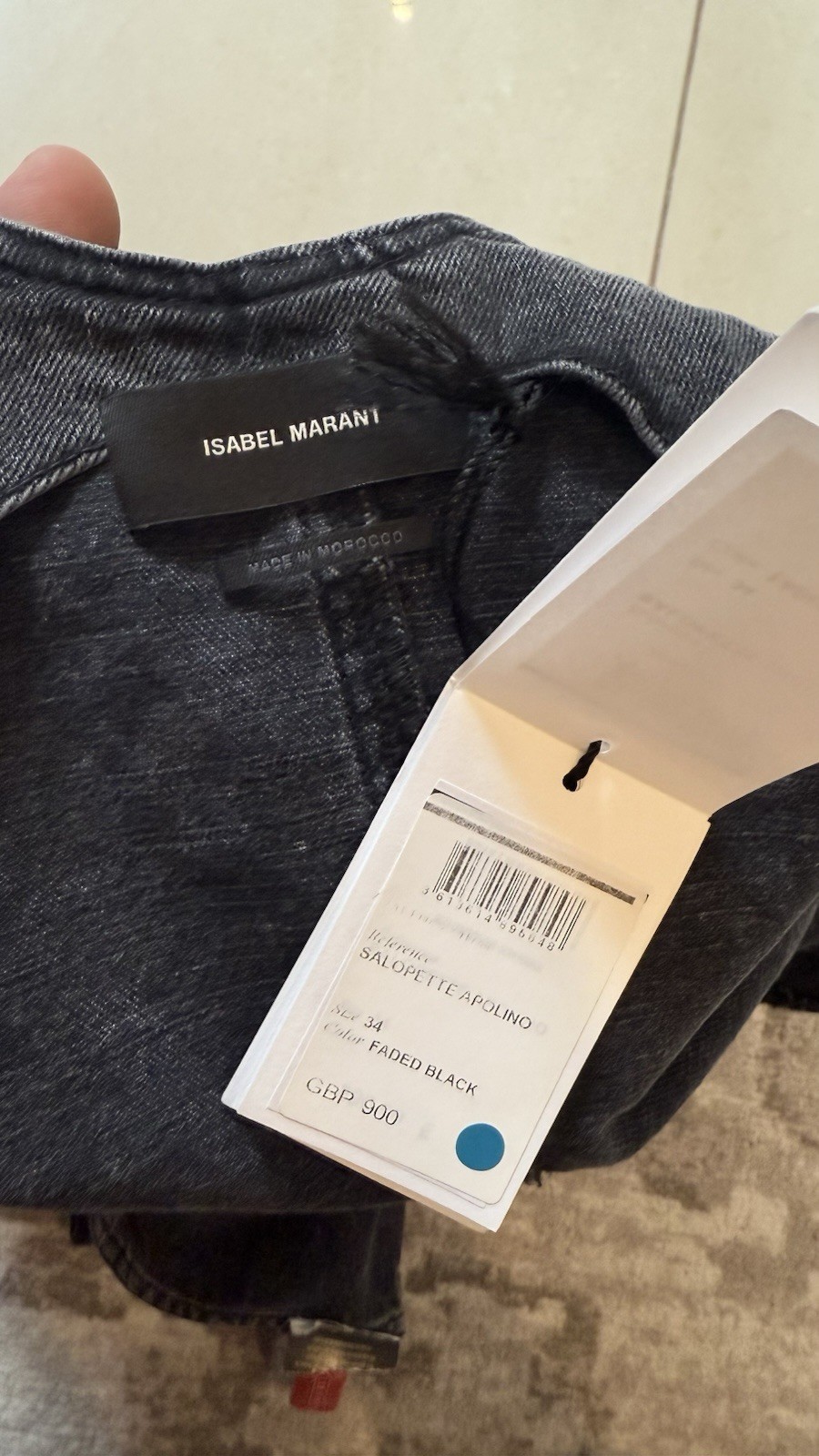 Isabel Marant Denim Dungarees Faded Black BNWT Size 34 RRP £900 image 7