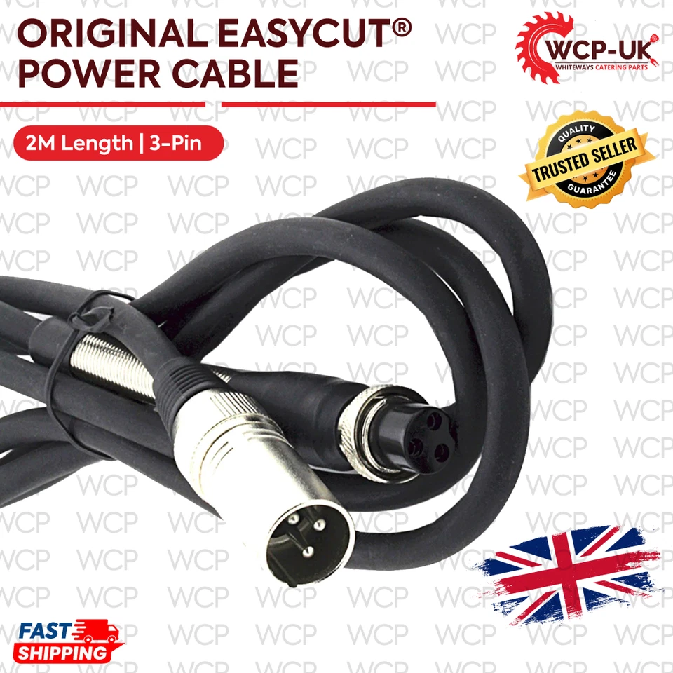 EASYCUT (EQUIVALENT) 2 X Cables, Easycut Doner Kebab Slicer Replacement Power Cable Donner 2M 3Pin