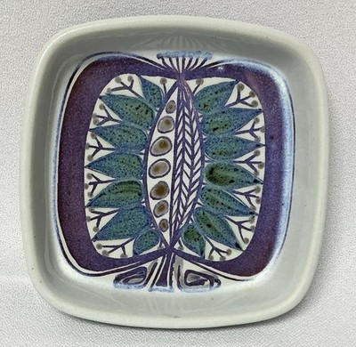 Vintage Royal Copenhagen Tenera Faience Small Dish Modernest Peacock Design