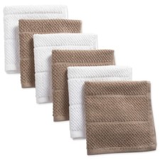 DII Basic Chef Collection, Assorted Terry Kitchen Towel Set, Set, Stone, 6 Piece