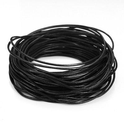 BEADNOVA Genuine Round Leather Cord Black Strips for 1.0mm, 02.black 