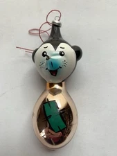 Vintage De Carlini Italy Mouse Bear Figurine Christmas Blown Glass Ornament