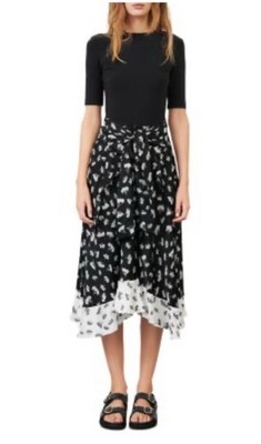 Maje Raprina Mixed Material Midi Dress SZ 36