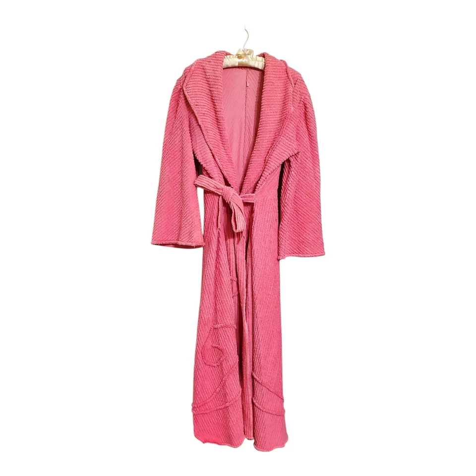 De Colección Chenilla Rosa Cinturón Chal Cuello Bata Medida Remolino Ver Medidas Sin Etiquetas Foto 3 de 4