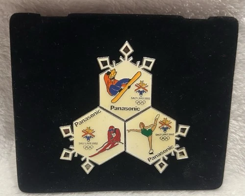 Vintage 2002 Salt Lake City Winter Olympic Panasonic Three Sport Pin Set & Case - product listing photo