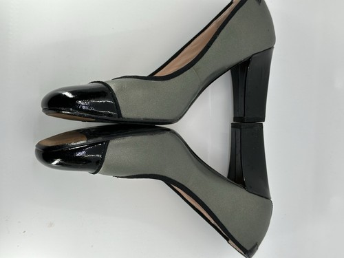 Taryn Rose Womens Grey Leather Blk Patent Pumps Sz 7.5M Pre-owned - Picture 9 of 17