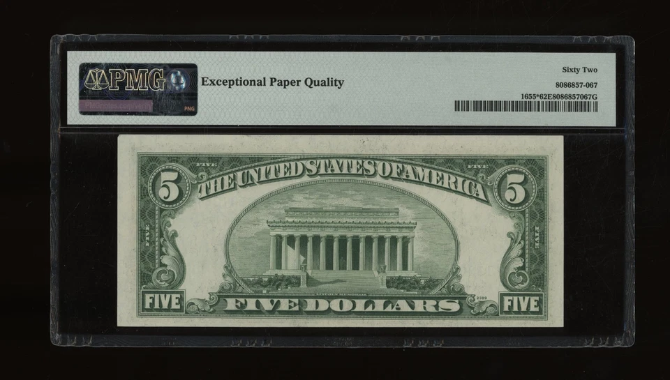 DBR $5 1953 Silver STAR Fr. 1655* PMG Unc-62 EPQ Serial *13364138A - Image 2 of 2