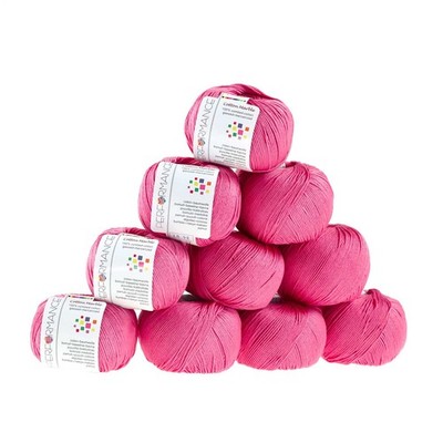 10 x 50g Strickgarn Cotton Marble, #34 fuchsia