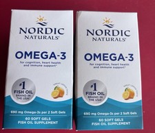 2 PCK Nordic Naturals Omega-3 690mg Immune Support Softgel 60 Count Exp 08/2028