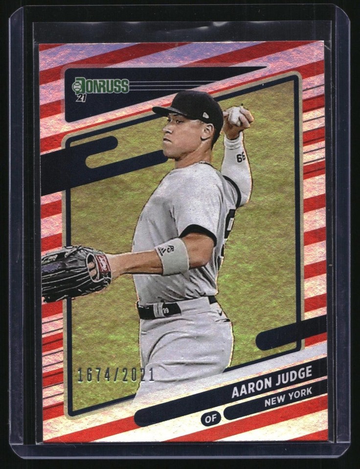 2021 Donruss Aaron Judge #182a Red and White Stripes # New York Aaron Judge #182a Red and White Stripes #/2021 New York Yankees