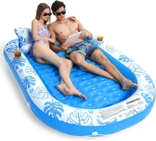 Inflatable Tanning Pool Lounger Float with Cervical Pillow - Pool Floats Adult f