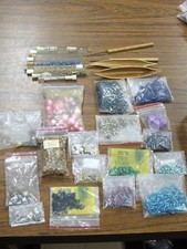 Bags Of Jewelry Making Beads  Tools Various Sizes  Colors Pink Blue Gold White