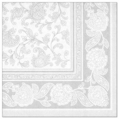 160 Servietten ''ROYAL Collection'' 1/4-Falz 40 cm weiss ''Ornaments'' Party