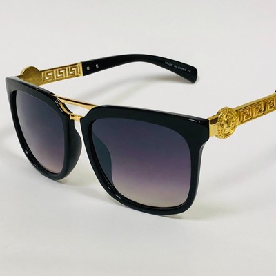 MEN SUNGLASSES HIP HOP STYLE SQUARE SHADES BLACK LENS GOLD FRAME LENTES GAFAS
