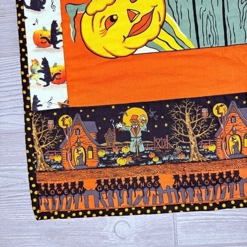 Hand made vintage style Halloween black cat quilted throw blanket quilt - Picture 7 of 8