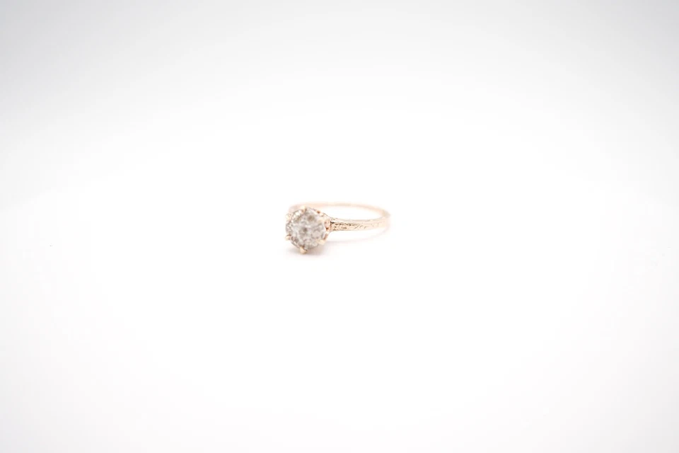 14K Yellow Gold Filigree Diamond Cluster Ring Size 6.5   - Image 4 of 4