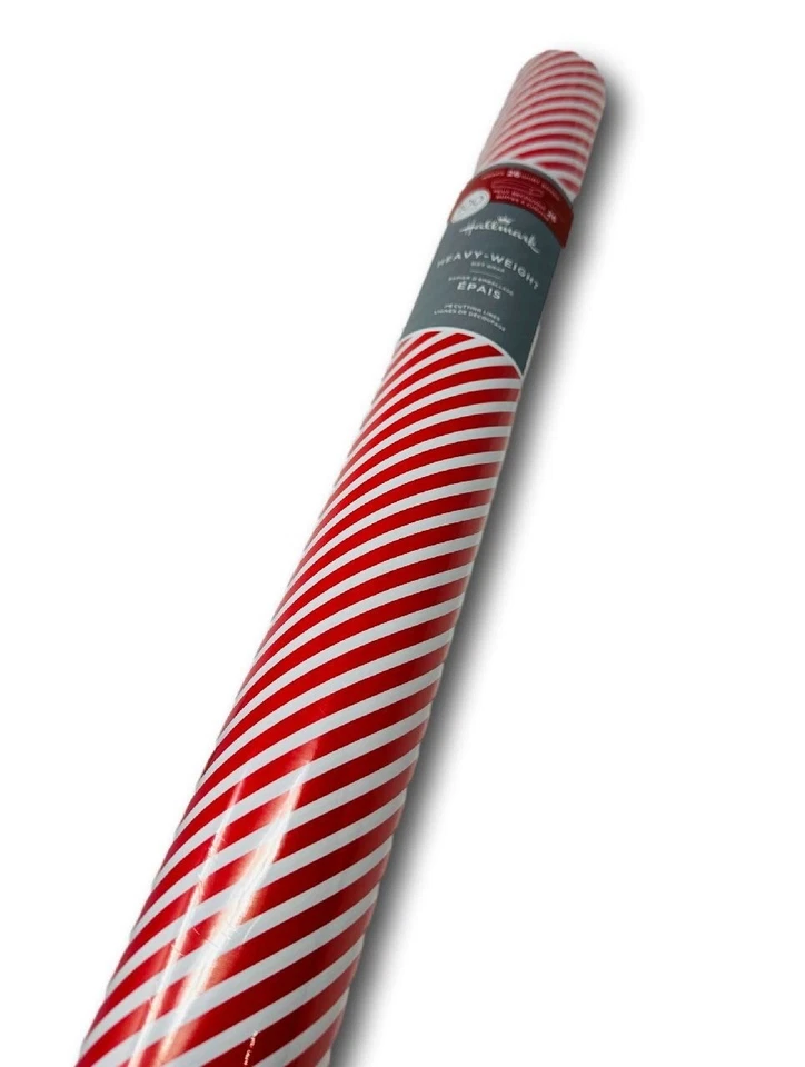 Hallmark Wrapping Paper Christmas Candy Cane Red White 90 sq ft Jumbo Roll Gift - Image 2 of 2
