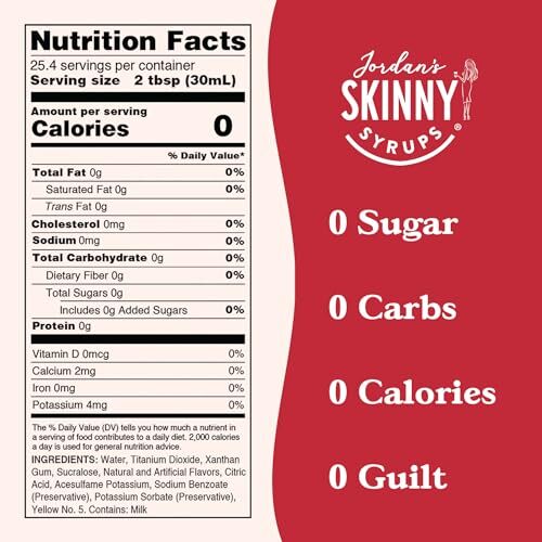 Jordan's Skinny Syrups Sugar Free Coffee Syrup,  Assorted Flavor Names , Sizes  - Picture 31 of 70