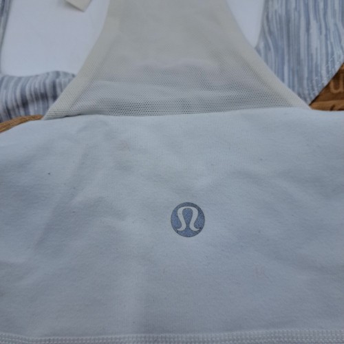 Canotta Lululemon donna 10 bianco blu nylon collo scoop yoga elasticizzata - Foto 7 di 8