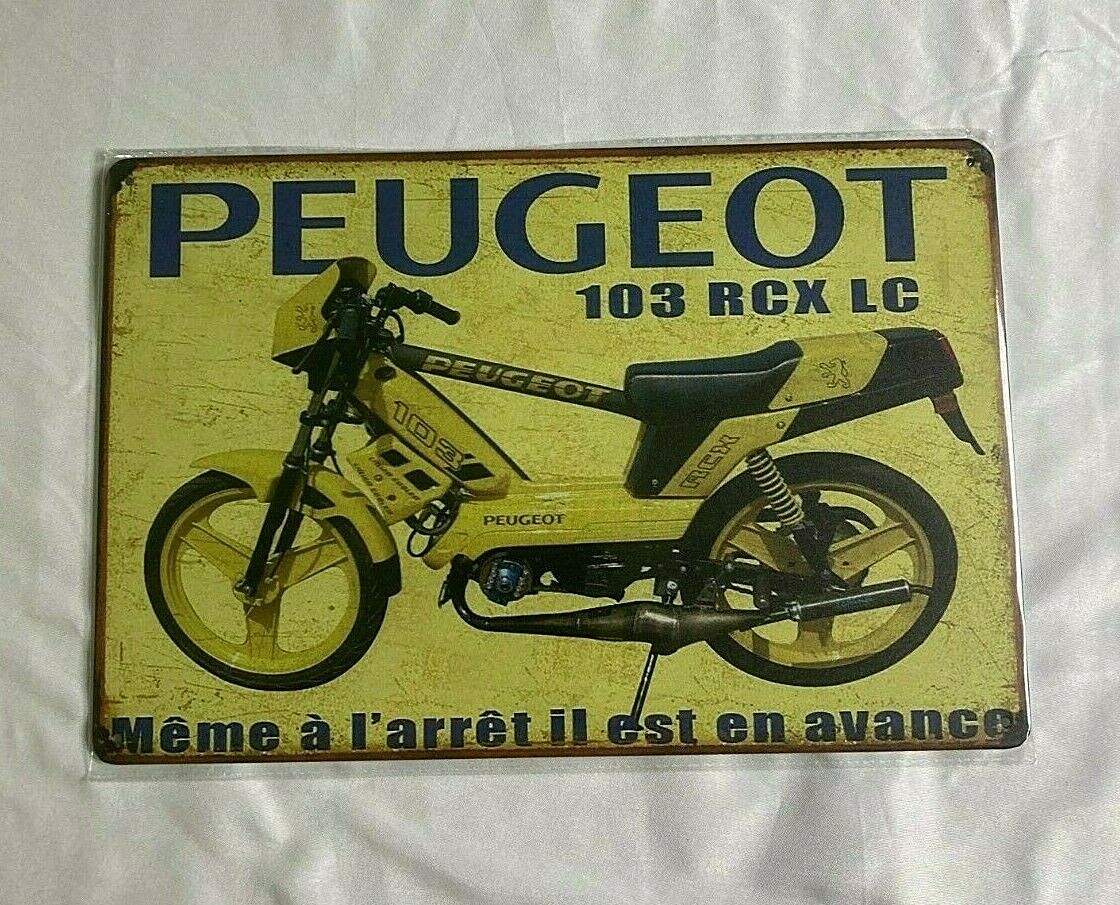 Plaque Métal Vintage Peugeot 103 RCX - Déco Neuve, Style Rétro Moto