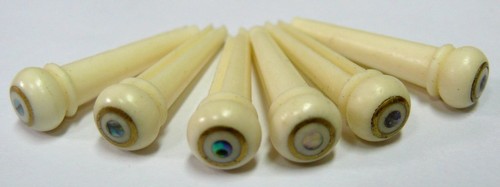 Guitar Bone Pins 5.0/5.33/5.4/5.5mm Skirt with Brass Circle Abalone/MOP Dot - Picture 9 of 12
