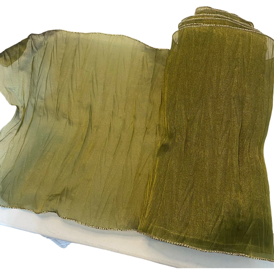 Olive Green Gold Border Polyester Fabric 3Yards by 12 Inches - Image 3 of 4