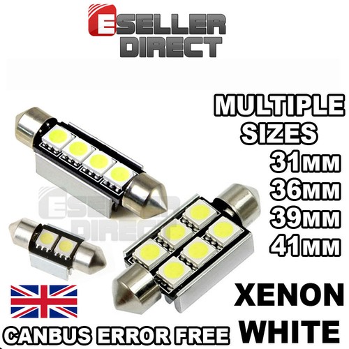 CAR LED BULBS ERROR FREE CANBUS 31/36/39/41mm WHITE FESTOON INTERIOR