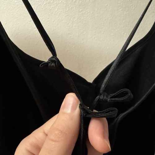 Y2K 90er Soft Sensations Schlupfkleid SCHWARZ Samt DESSOUS kurz Nachthemd groß - Bild 3 von 8
