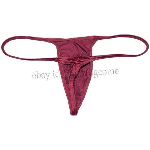 Men's Silk Glossy Micro Cut String Thong Slim Pouch Underwear Swim Posing T-back - Picture 33 of 57